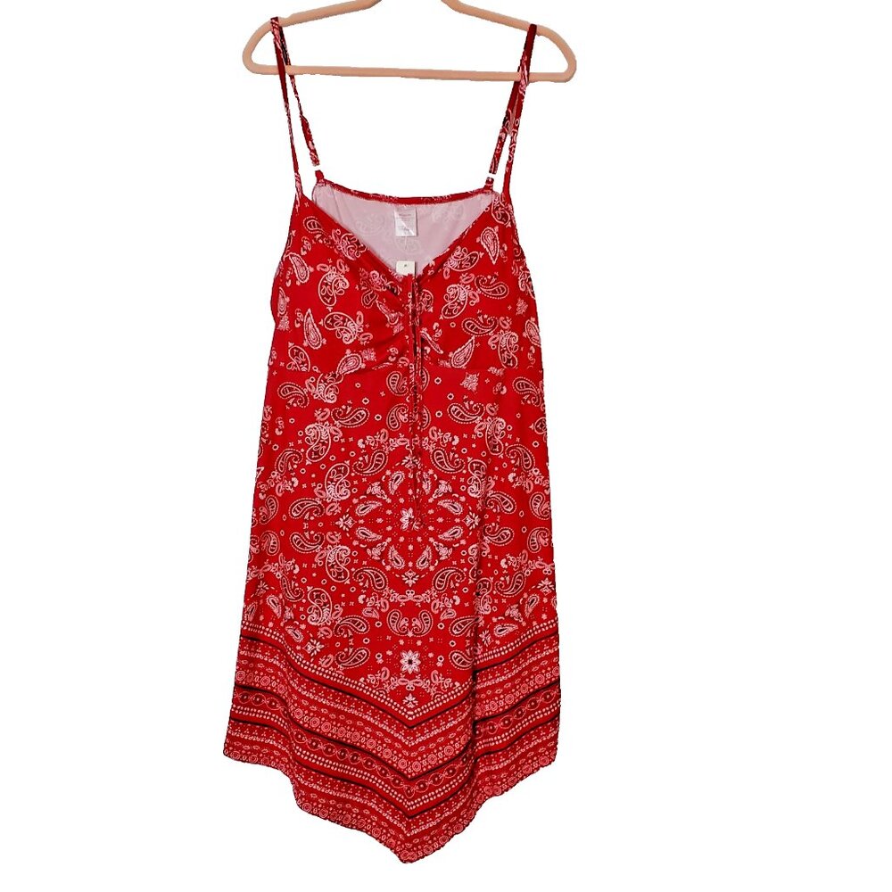 Women's Dress Red Bandana Hankie Hem Dress Junior Size 3X No Boundaries - Picture 4 of 9